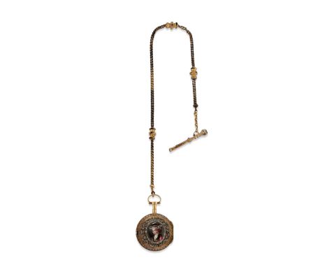 VAUCHEZ IN GOLD AND ENAMEL, CIRCA 1780 - VAUCHEZ IN GOLD AND ENAMEL, CIRCA 1780 Case: in gold, bezel and caseback decorated w
