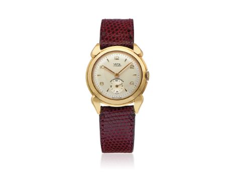 VETTA IN GOLD, 50s - VETTA IN GOLD, 50S Case: n. 57409, three-body in 18K gold, snap on caseback, horn lugs. Bracelet/Strap: 