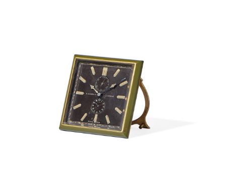 GÜBELIN TRAVEL ALARM CLOCK, 30s - GÜBELIN TRAVEL ALARM CLOCK, 30S Case: signed, n. 136280, in gilded brass and green lacquere