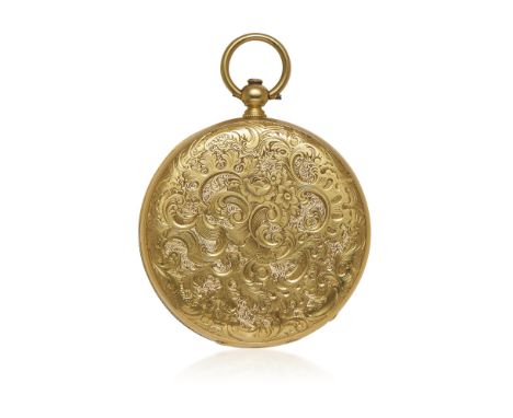 PENDATIF IN GOLD, CIRCA 1830 - PENDATIF IN GOLD, CIRCA 1830 Case: n. 18983, four-body in gold, caseback engraved with floral 