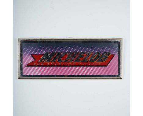 Vintage Michelob advertising mirror sign featuring the bold red and black Michelob The American Classic logo over a diagonal 