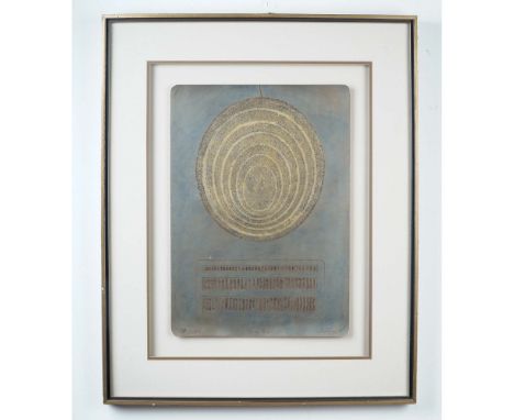 Framed abstract mixed media print titled Concentric, signed and numbered 63 of 400 along the lower edge. The composition feat