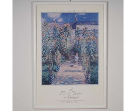 Framed poster reproduction of The Artist's Garden at Vetheuil by Claude Monet, issued by the National Gallery of Art. This vi