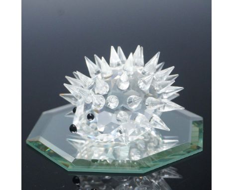 Sparkling clear crystal hedgehog figurine by Swarovski, featuring a spiked body composed of individually faceted crystal poin