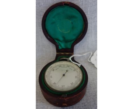 A 19TH CENTURY CASED TRAVELLING BAROMETER AND THERMOMETER with compass