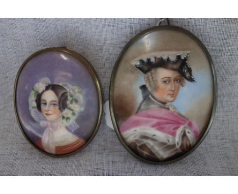 A CONTINENTAL MINIATURE PORTRAIT OF A YOUNG WOMAN, inscribed verso; 'E. PETER, Kaiserin ''Marianne'' (1845).....' and another