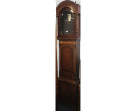 A 19TH CENTURY OAK AND MAHOGANY LONGCASE CLOCK CASE