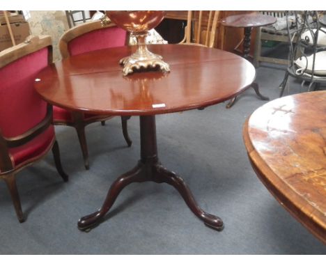 A GEORGE II MAHOGANY TRIPOD TABLE with bird cage action, 90cm dia.