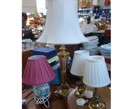 A CHINESE GINGER JAR STYLE LAMP and three other lamps