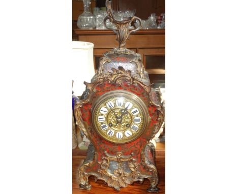 A LATE 19TH CENTURY FRENCH BOULLE WORK CLOCK with circular movement striking on a gong