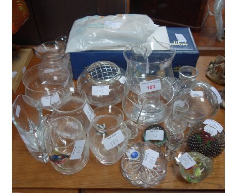A SWAROVSKI MOUSE, a boxed Colibri lighter set  and other glassware