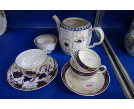 A COLLECTION OF NEWHALL CUPS AND SAUCERS, 18th century teabowls and similar ceramics
