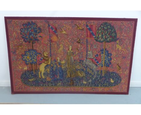 A large woollen Heraldic tapestry - 136cm x 220cm 
