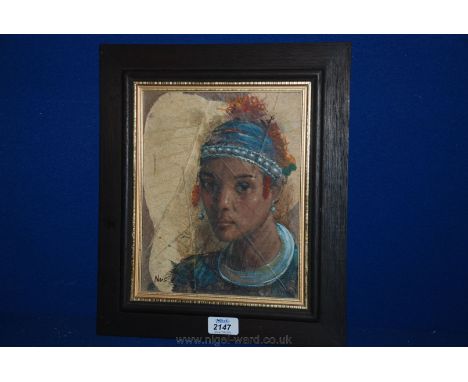 A Portrait painting of a pretty Cuban girl, signed.