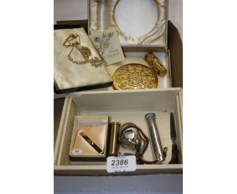 A presentation cased ''Rimmel'' Powder Compact and matching Lipstick, Tie Pin, a boxed ''Peto'' Austrian Necklace and Earring