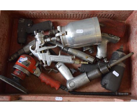 ONE BOX MIXED PNEUMATIC DRILLS, AIR SANDER AND OTHER ITEMS
