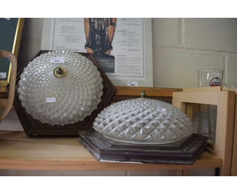 PAIR OF GLASS CEILING LIGHT FITTINGS