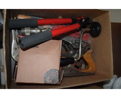 BOX CONTAINING VINTAGE WOODWORKING TOOLS