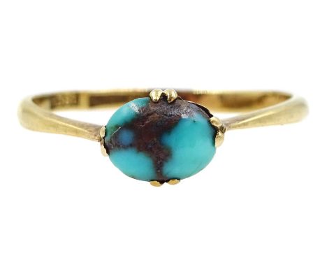 Gold turquoise ring, stamped 18ct, makers mark S.B & S LtClick here to view further images, condition reports, sale times & d