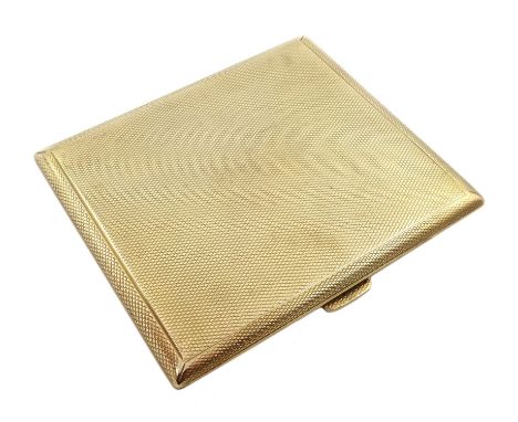 9ct gold engine turned cigarette case, Birmingham 1928, approx 78gClick here to view further images, condition reports, sale 