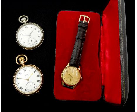 Smiths De Luxe 9ct gold gentleman's 15 jewels manual wind presentation wristwatch, with subsidiary seconds dial, Edinburgh 19