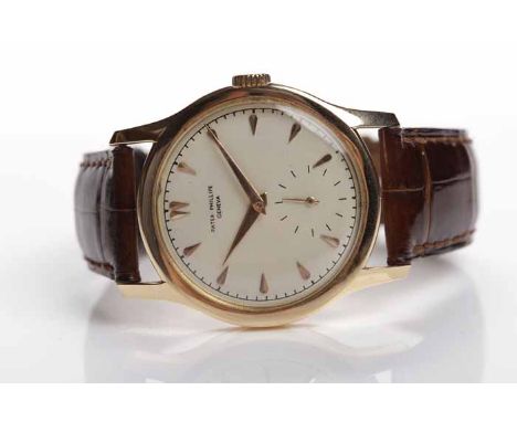 FINE GENTLEMAN'S 1940s EIGHTEEN CARAT ROSE GOLD PATEK PHILIPPE GENEVA WRISTWATCH
1949, signed eighteen jewels calibre 12-120 