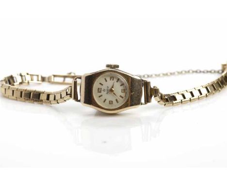 MID-TWENTIETH CENTURY LADY'S NINE CARAT GOLD ROIDOR COCKTAIL WATCH
signed seventeen jewels manual wind movement, the signed s
