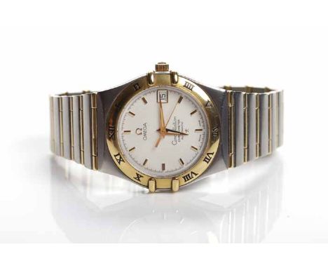 GENTLEMAN'S BI-COLOUR OMEGA CONSTELLATION AUTOMATIC CHRONOMETER WRISTWATCH
circa 2000, reference 1202.30.00, quartz movement 