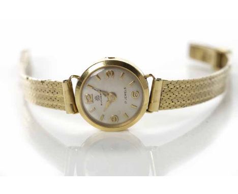 LADY'S TWENTIETH CENTURY EIGHTEEN CARAT GOLD BUCHERER COCKTAIL WATCH unsigned seventeen jewels manual wind movement, the silv