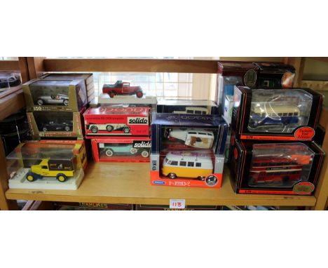 Twenty-five boxed vehicles, to include examples by Corgi, Gilbow, Eligor, Nex, and others. 