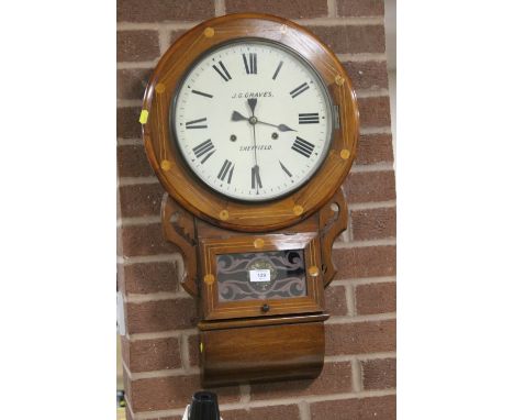 A VINTAGE INLAID MAHOGANY WALL CLOCK BY J. G. GRAVES 