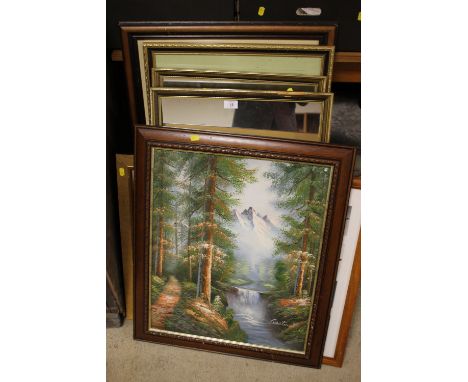 A QUANTITY OF PICTURES PRINTS AND MIRRORS TO INCLUDE A SIGNED ROBERT TAYLOR PRINT ETC