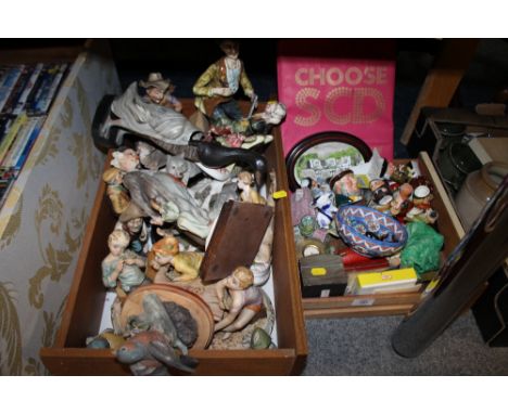 TWO BOXES OF CERAMIC FIGURES TO INCLUDE CAPO DI MONTE