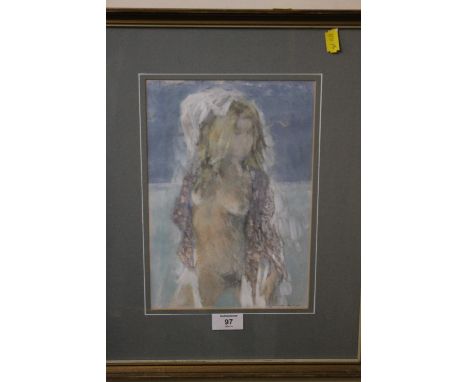 A FRAMED AND GLAZED JACQUES DE MOL MIXED MEDIA STUDY OF A FEMALE NUDE