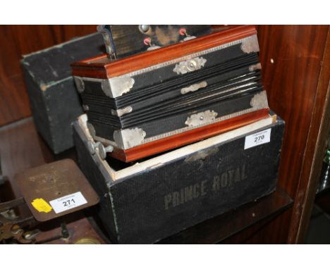 A SMALL GERMAN PRINCE ROYAL ACCORDION IN CASE 