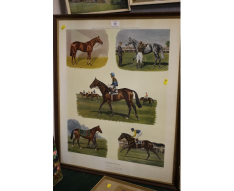 A SIGNED LESTER PIGGOTT PRINT ENTITLED 'THE FIVE GREATEST I EVER RODE'