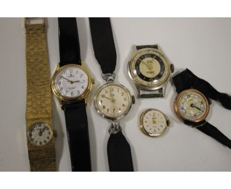 A SELECTION OF VINTAGE LADIES WRISTWATCHES TO INCLUDE A 9CT GOLD EXAMPLE A/F 
