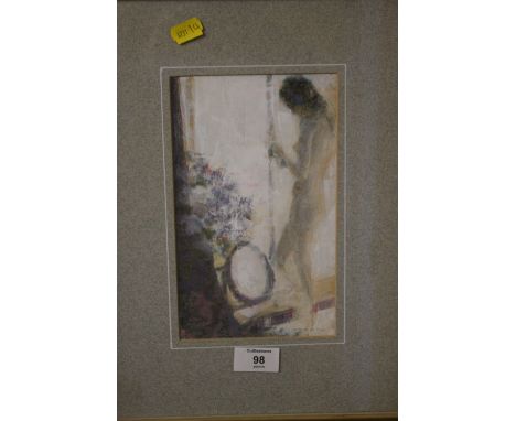 A FRAMED AND GLAZED JACQUES DE MOL MIXED MEDIA STUDY OF A FEMALE NUDE