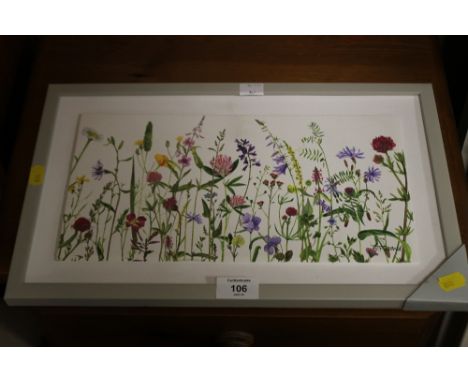 A MODERN FRAMED ADELENE FLETCHER PRINT ENTITLED LINEN CASCADE 