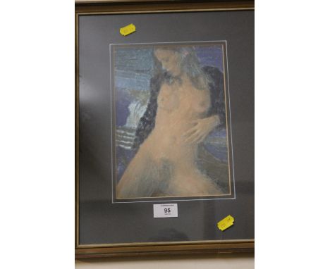 A FRAMED AND GLAZED JACQUES DE MOL MIXED MEDIA STUDY OF A FEMALE NUDE