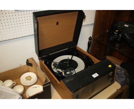 A VINTAGE PORTADYNE PORTABLE RECORD PLAYER