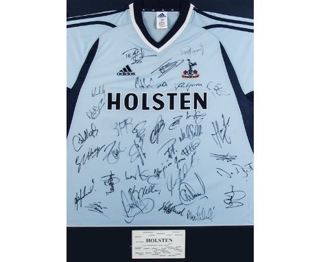 Tottenham Hotspur, a Holsten shirt framed and glazed showing signatures of Glen Hoddle, Darren Anderton and Ledley KingNo Cer