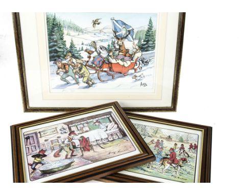 Hunting  Prints a set of 4 Harry B Neilson reversal prints with various aspects of the hunt but shown as the Fox being the hu