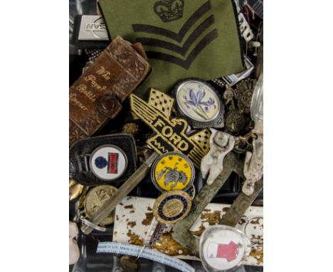 Enamel Badges, a collection of enamel metal badges , inc, Train, Sport and advertising together with coins and  small collect