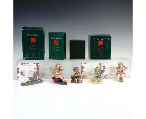 Charming 5-piece set from The Fairy Collection by Dezine Ltd., featuring limited edition hand-painted resin figurines with or
