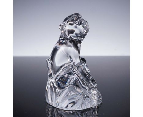 This Baccarat crystal figurine represents the 2016 Chinese Zodiac Monkey, exquisitely sculpted in clear crystal with a serene
