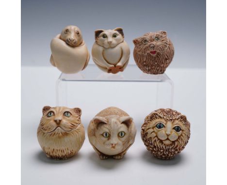 Group of six opening figurine boxes from the Harmony Kingdom Roly Polys series, designed by British sculptor Adam Binder. Eac