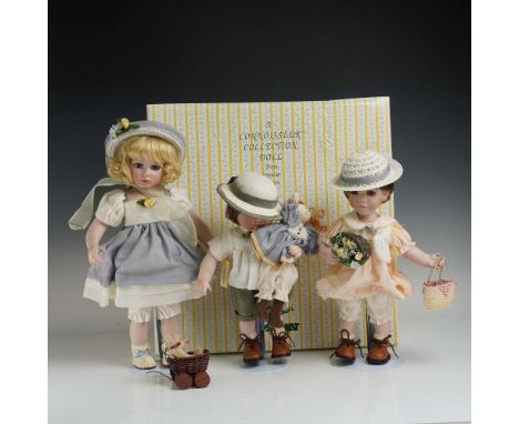 Charming 3-piece limited edition porcelain doll set titled "The Murphys," from the Signature Series of Seymour Mann's Connois