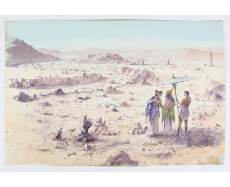 Paul Birkbeck 1939-2019, Three classical figures in a desolate landcape, 35 x 54 cms, not signed,ABOUT PAUL BIRKBECK; an appr