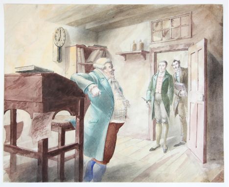 Jackanory, A Christmas Carol,  ill.Paul Birkbeck 1939-2019, written by Charles Dickens,  read by Michael Bryant, Mr Fezziwig 